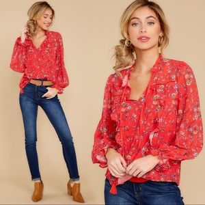 Red Dress Boutique Aura Ready to Stroll Red Floral Print Top